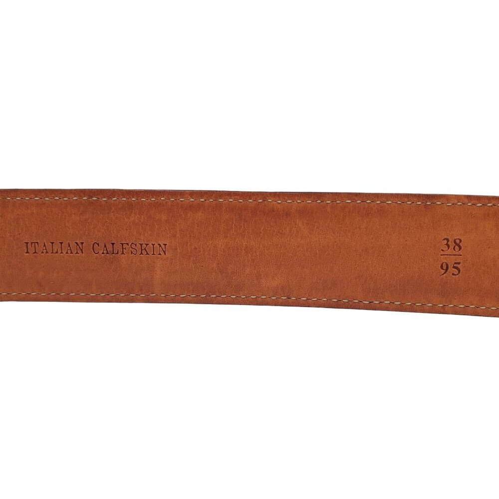 Trafalgar Size 38 Brown Italian Calfskin Leather Lizard Grain Belt Brass Buckle - Picture 5 of 10